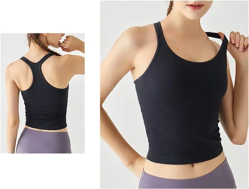 Miniatura 86 de sphinx cat - Camiseta corta de entrenamiento para mujer, camiseta sin mangas, acanalada, con espalda cruzada y brasier integrado