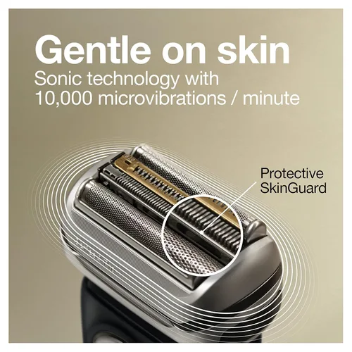 Miniatura 9 de Braun Maquinilla de afeitar eléctrica para hombres, afeitadora de papel de aluminio impermeable, serie 9 Pro 9477cc, afeitado húmedo y seco