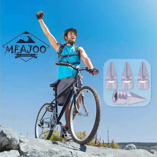 Miniatura 4 de 4 piezas de tapas de válvula de rueda con forma de punta, válvula de rueda de aleación de aluminio con punta, tapas de aire universales a prueba