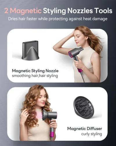 Miniatura 5 de Secador de pelo, 160000RPM con negativo iónico de 1,640.4 ft, secador de pelo con difusor, secador de pelo de secado rápido para mujeres y hombres