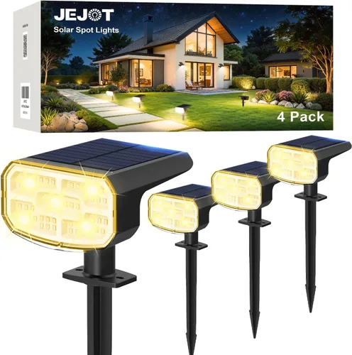 Miniatura 16 de JEJOT Luces solares para exteriores, impermeables, IP65, encendido/apagado automático, 2700 K, 2 modos de iluminación, LED súper brillante, luces