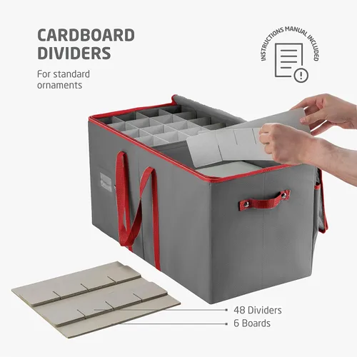 Miniatura 3 de ZOBER Caja de almacenamiento grande para adornos de Navidad, almacena 128 adornos de 3 pulgadas, con divisores, caja de almacenamiento organizadora