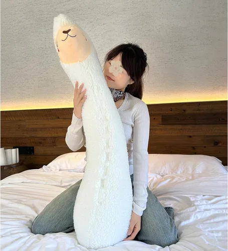 Miniatura 7 de Almohada de felpa de llama, almohada de cuerpo largo de felpa de alpaca de 39 pulgadas, animal de peluche de alpaca, regalo de Navidad y cumpleaños