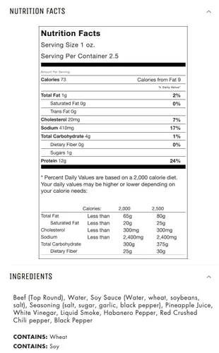 Cecina de vacuno natural, sin conservantes, sin MSG ni nitratos, 100% sana.
