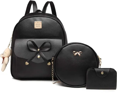 Miniatura 17 de MACCINELO Linda mochila de cuero para mujer, mochila pequeña con lazo para regalo de niñas, bolsa de hombro para mujer, 3