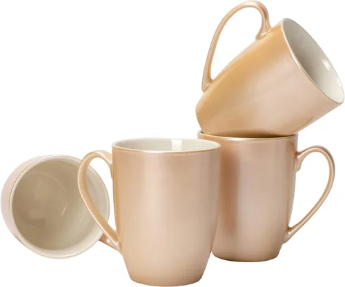 Miniatura 10 de Elanze Designs Juego de 4 tazas de café de porcelana de hueso con acabado brillante rojo carmesí de 10 onzas