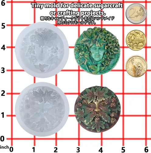 Miniatura 5 de Greenman and Greenwoman - Juego de moldes de silicona para escultura de placa para decoración de pasteles de fondant, resina epoxi, fundición