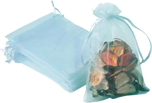 Miniatura 26 de 50 bolsas de organza de Navidad, 4 x 6 pulgadas, pequeñas bolsas de regalo de Navidad con cordón, bolsas de malla para regalo rojo (Red-christmas)