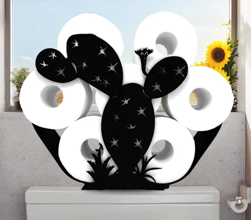 Miniatura 20 de Black Bear - Soporte de papel higiénico de metal, divertido soporte de papel de animales para baños, organizador independiente con capacidad para 8