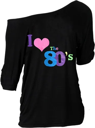 Miniatura 2 de Accesorios de disfraces de Halloween de los años 80 para mujeres, camiseta sin hombros para los años 80
