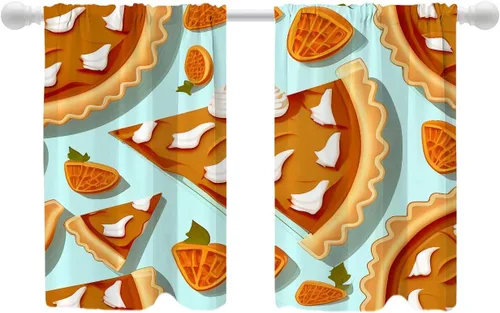 Miniatura 131 de Shrahala Cortinas de hojas de arce otoñales para ventanas de cocina, hojas rojas ardientes, fondo marrón, paneles de cortina de ventana de poliéster