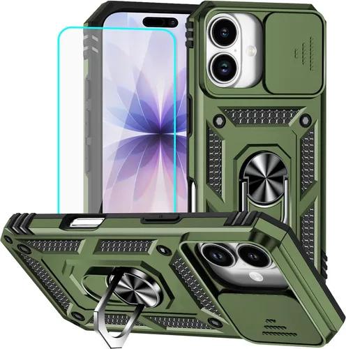 Miniatura 13 de HNHYGETE Funda para iPhone XR con protector de pantalla HD: [grado militar de 20 pies probada en caídas] Funda protectora para cámara deslizante a