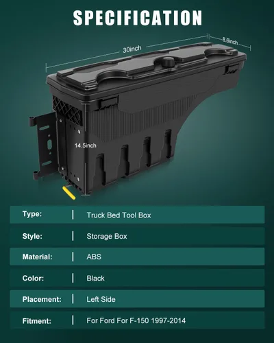 Miniatura 2 de SCITOO Caja de almacenamiento para caja de camioneta con contraseña para Ford F-150 1997-2014 del lado izquierdo del conductor Como se muestra