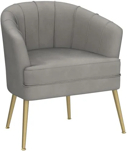 Miniatura 5 de Silla de acento de terciopelo Andeworld, silla de sofá individual moderna tapizada, sillón de club de barril cómodo para sala de estar con patas