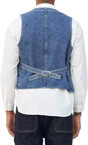 Miniatura 4 de LONGBIDA Chaleco de mezclilla para hombre, casual, ajustado, sin mangas, para exteriores