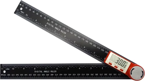 Miniatura 8 de Buscador de ángulo digital, regla transportadora angular con 7 pulgadas, herramientas de carpintería de plástico de fibra de carbono, goniómetro