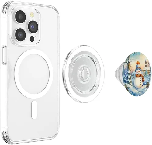 Miniatura 4 de Navidad muñeco de nieve nieve tema copo de nieve teléfono PopSockets MagSafe PopGrip para iPhone