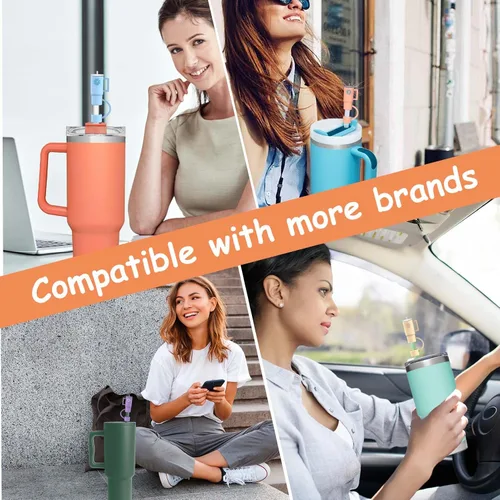 Miniatura 6 de AIERSA 5 piezas de cubiertas de pajita de silicona compatibles con vasos de 30 y 40 onzas, cubiertas de punta de pajita para accesorios de tazas