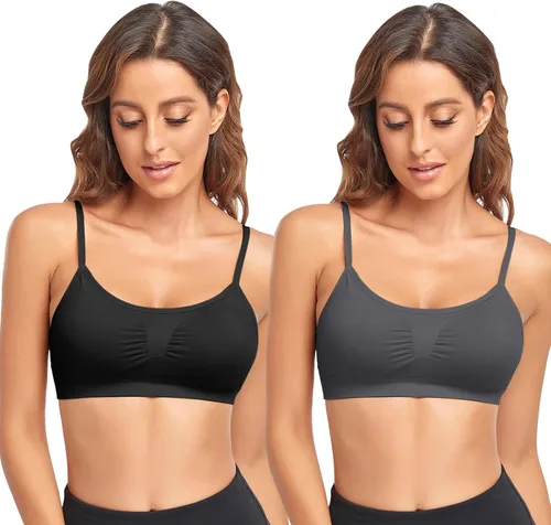 Miniatura 14 de Litthing Bralettes Padded for Women Cami Strap Bra Seamless Sportsbra Wireless Comfort Yoga Lightly T-Shirt Tank Tops