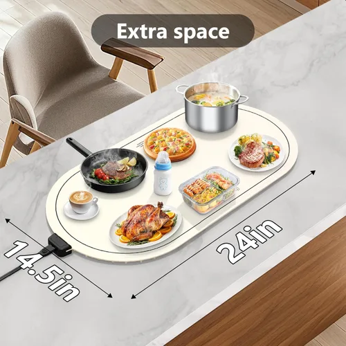 Miniatura 5 de seenlast Tapete de calentamiento para alimentos con temporizador de temperatura ajustable, calentadores de alimentos de silicona de calentamiento