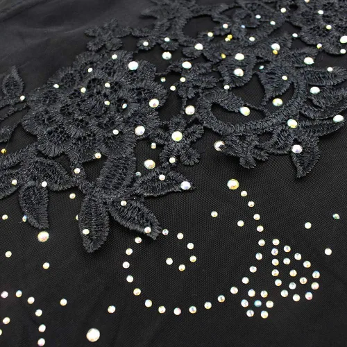 Miniatura 3 de Chal de una sola pieza para mujer, con apliques de encaje musulmán con diamantes de imitación