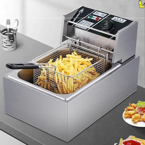Miniatura 2 de Freidora eléctrica de encimera para comercial y hogar, freidora eléctrica con cesta y tapa para cocina y restaurante en el hogar, capacidad