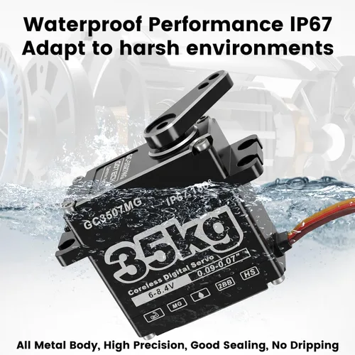 Miniatura 5 de GOTECK - Servo digital sin núcleo de 77.2 lbs, gran par de 8.4 V, engranaje de metal completo IP67, servo de dirección impermeable con servo bocina