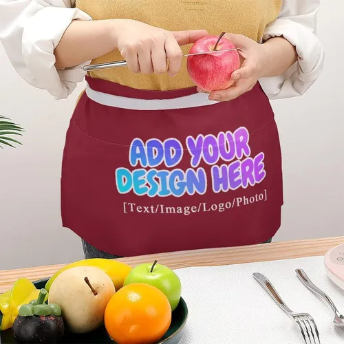 Miniatura 174 de AXKEUDO Delantal personalizado con bolsillos, delantales de cintura para camarera para cocinar en casa, restaurante, servir trabajo