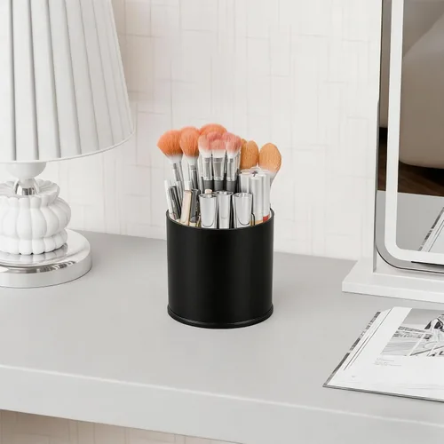 Miniatura 5 de Yieach Soporte giratorio de acrílico para brochas de maquillaje para tocador, encimera de baño, organizador de brochas de maquillaje redondas