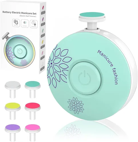 Miniatura 14 de Cortadora de uñas para bebé, eléctrica, fácil y segura, lima de uñas para bebés recién nacidos, cortaúñas silenciosa, 6 cabezales de molienda