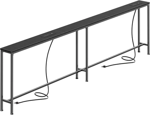 Miniatura 14 de SUPERJARE AST001Z - Mesa de sofá de 79 pulgadas con 2 tomas de corriente y puertos USB-C, mesa consola estrecha de 5.9 pulgadas con almacenamiento