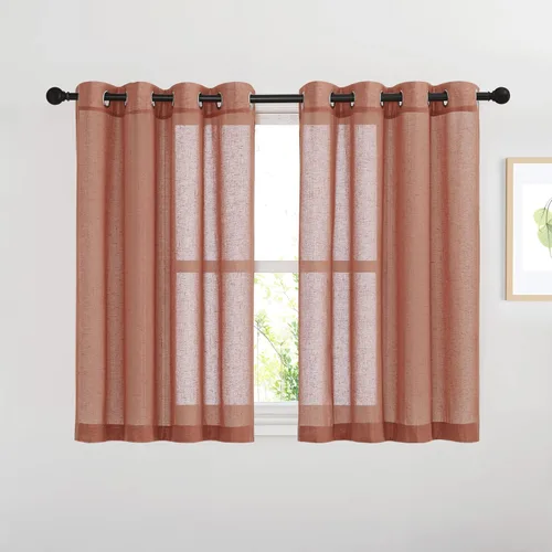 Miniatura 224 de NICETOWN Cortinas de lino traslúcidas con textura de lino de 84 pulgadas de largo, con ojales semitraslúcidos, tratamientos de ventana, privacidad