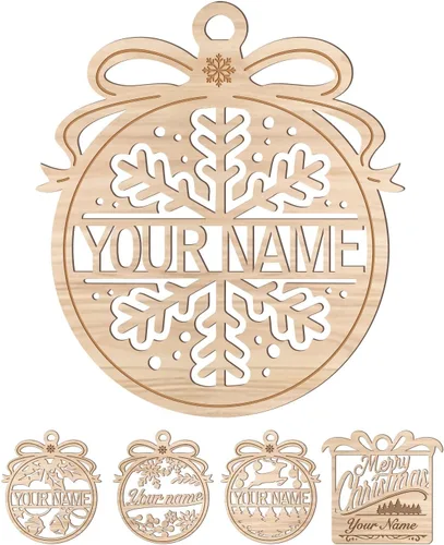 Adornos de Navidad personalizados con nombre 2025, adornos de madera personalizados para árbol de Navidad, etiquetas colgantes de copo de nieve para