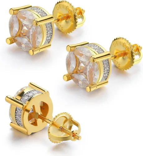 Miniatura 6 de DELECOE 2 pares de aretes de oro con tornillo para poste roscado de 0.032"/20 calibre, repuestos de aretes de plata de ley chapados en oro de 14