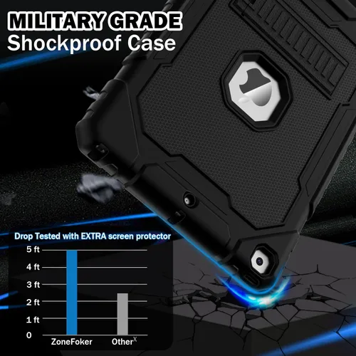 Miniatura 3 de ZoneFoker Funda para iPad de 9ª/8ª/7ª generación 2021/2020/2019 (10.2 pulgadas), Resistente de Servicio Pesado Grado Militar a Prueba de Golpes