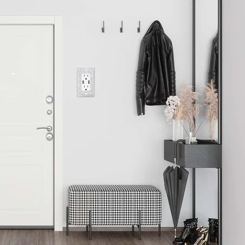 Miniatura 7 de Placa de pared para interruptor de diamantes de imitación brillantes plateados, cubiertas para interruptor de luz de palanca de doble banda