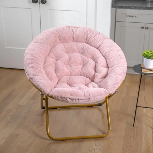 Miniatura 13 de EMMA + OLIVER Ersa - Silla plegable de gran tamaño de 38 pulgadas con tapicería de piel sintética acogedora en negro con marco de metal negro