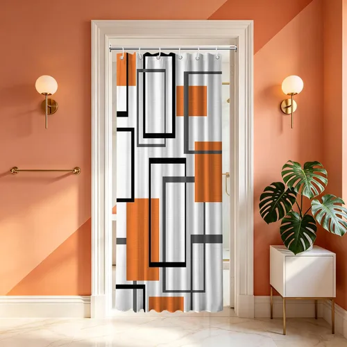 Miniatura 27 de Cortina de Ducha en Blanco y Negro Geométrica Cortinas de Ducha para Decoración de Baños de Hombres Juego de Cortina de Baño en Negro Blanco y Gris