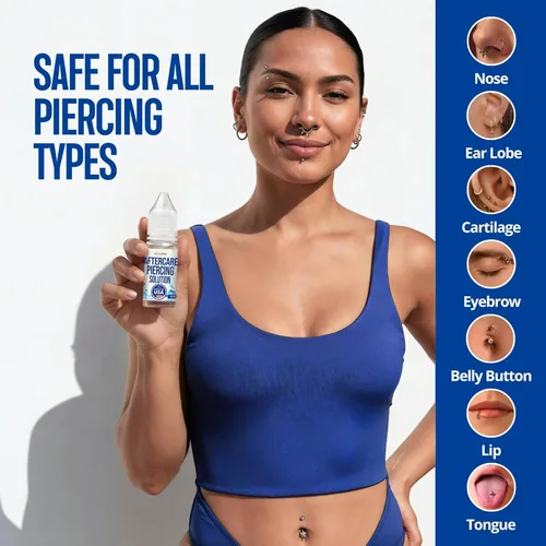 Miniatura 5 de BodyJ4You Gotas para el cuidado posterior de piercings, solución salina, eliminación natural de protuberancias queloides, limpiador de perforación