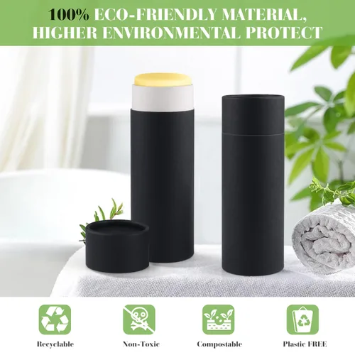 Miniatura 5 de Furnido 10 recipientes de desodorante de cartón de 2 onzas, estilo push-up, relleno superior, tubos de cartón Kraft vacíos para bálsamo labial