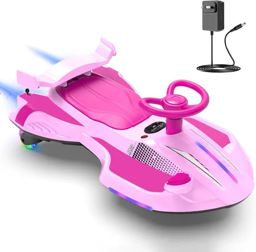 Miniatura 13 de Coche eléctrico de 12V con pedal para niños que se menea, juguete recargable 2 en 1 de coche oscilante, coche de derrape diabólico con respaldos