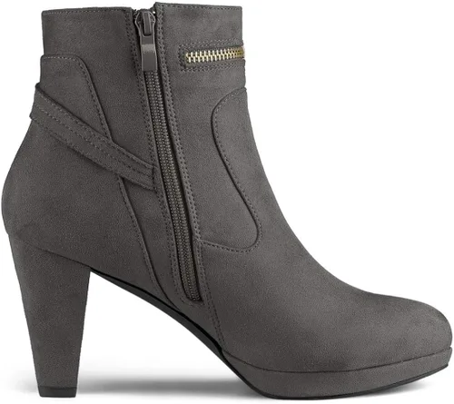Miniatura 7 de Allegra K Botas de tacón medio de tobillo con punta redonda para mujer