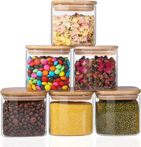 Miniatura 10 de Tarros de vidrio para almacenamiento de alimentos de 37 onzas, juego de 6, recipientes de almacenamiento de vidrio transparente para alimentos