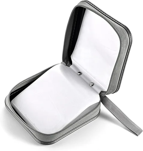 Miniatura 4 de LIOVODE Funda para DVD, estuche portátil para CD de 48 capacidades, almacenamiento de CD de plástico duro, organizador de cartera de DVD para Negro