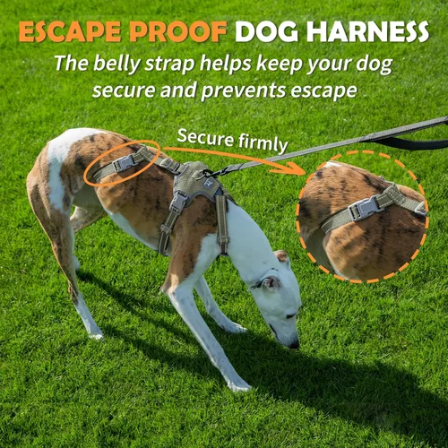 Miniatura 2 de Huntboo Arnés para perro a prueba de escapes, sin tirones, antideslizante, totalmente reflectante, diseño ajustable de 7 puntos para perros