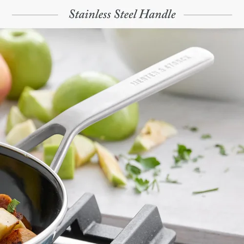Miniatura 5 de Merten & Storck Utensilios de cocina esmaltados con núcleo de acero hecho a mano europea, sartén de 3 cuartos de galón con tapa, inducción, sin PFAS