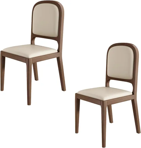 Miniatura 22 de Leather Seat Dining Room Chair with Back, Wooden Dining Chairs Set Kitchen Chair, Dining Room Chairs Armless Seat for Kitchen Living Room Black+khaki