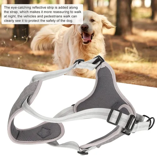 Miniatura 6 de Arnés ajustable sin tirones para perro, arnés reflectante de pecho y espalda para perros medianos y grandes, arnés acolchado para caminar al aire
