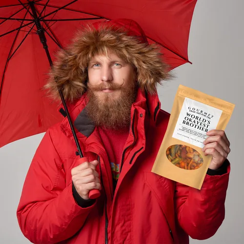 Miniatura 7 de Kepperton Okayest Brother Trail Mix - Snacks gourmet para hombre, cesta de regalo divertida para hermano, regalo divertido para hermanos de hermana