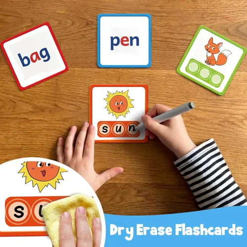 Miniatura 4 de Aizweb Juego de Palabras CVC, Juegos de Fonética Tarjetas Flash para Suministros de Aula de Preescolar Jardín de Infantes, Juguete Manipulativo